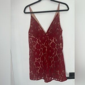 Free People Red Lace Mini Dress